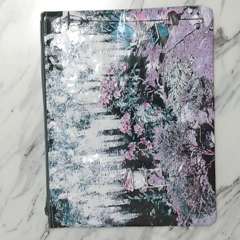 Zipper Pouch WISTERIA / RHODO Garden Scene Lined Size is 8" × 9 3/4"